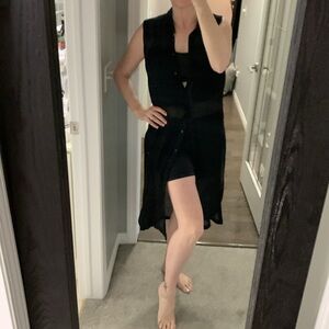 Helmut Lang overlay top with high side slits